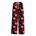 thumbnail image 5 of Women's Fashion Pocket Valentine's Day Print Stretch Adjustable Drawstring Wide Leg Pants, Elastic Waist Holiday Pants, Casual Lounge Wear for Women,Deep Red,2XL, 5 of 7