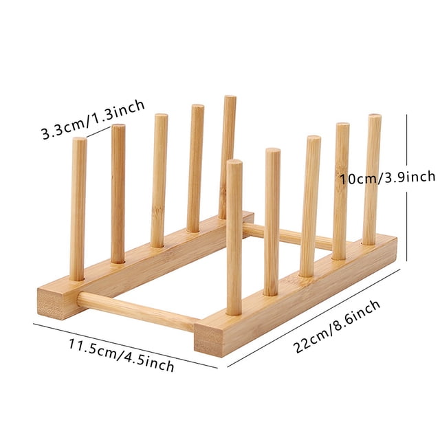 pdqouc Multifunctional Bamboo Kitchen Dish D rain Rack Tableware Storage Rack Storage Holder Stand Kitchen Cabinet Organizer for Dish,Plate,Bowl,Cup Pot,Lid,Book