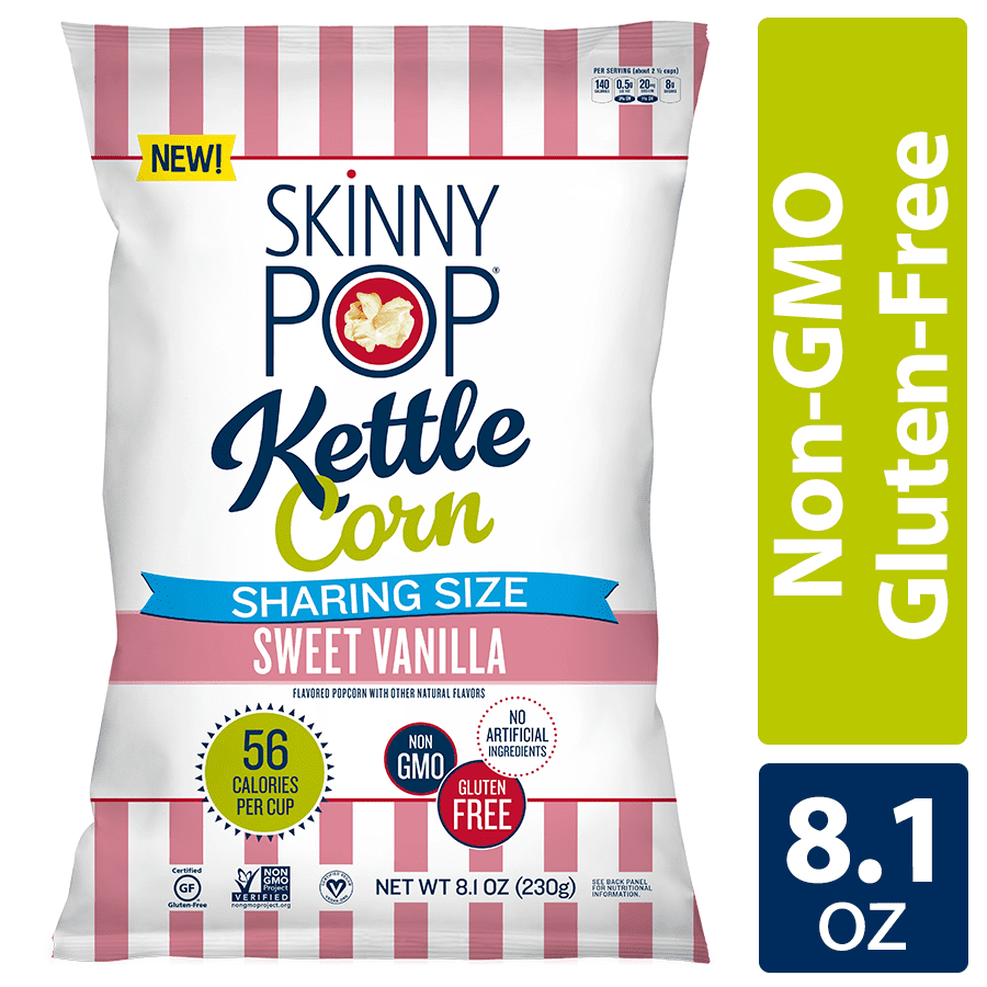 SkinnyPop Sweet Vanilla Kettle Corn Popcorn, 8.1 Oz. Sharing Size Bag