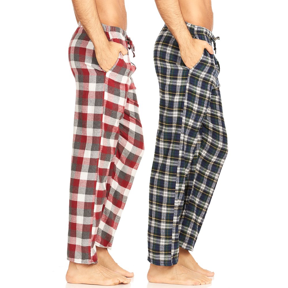 Daresay 2 Pack Mens Cotton Super Soft Flannel Plaid Pajama Pants
