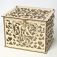 thumbnail image 2 of Wedding Card Box with Lock Rustic Wood Gift Box Card Holder for Wedding Anniversary Reception Baby Shower Party, 2 of 7