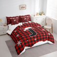thumbnail image 3 of Homewish Christmas Monogrammed J Bedding Comforter Set 7pcs for Kids, Winter Snowflake Queen Bedding Sets, Black Red Buffalo Plaid Reversible Queen Sheet Sets, Super Cozy Room Decor, 3 of 7