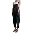 thumbnail image 3 of LilyLLL Plus Size S-4XL Womens Cotton Linen Buttons Overall Pants Dungaree Pinafore Jumpsuit, 3 of 5