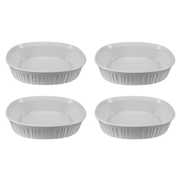 CorningWare FS12 1.5qt/1.4L French White Oval Ceramic Casserole Bakeware Dish (4-Pack)