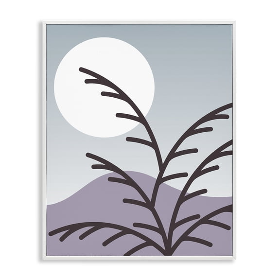 Stupell Industries Modern Moonlit Mountain Botanicals White Framed Giclee Art, 11 x 14, by Lil' Rue