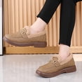 thumbnail image 3 of Winter Loafers for Women Fashion Metal Chain Qulited Fuzzy Slip on Shoes Comfy Casual Walking Shoes Booties Khaki Size 8, 3 of 9