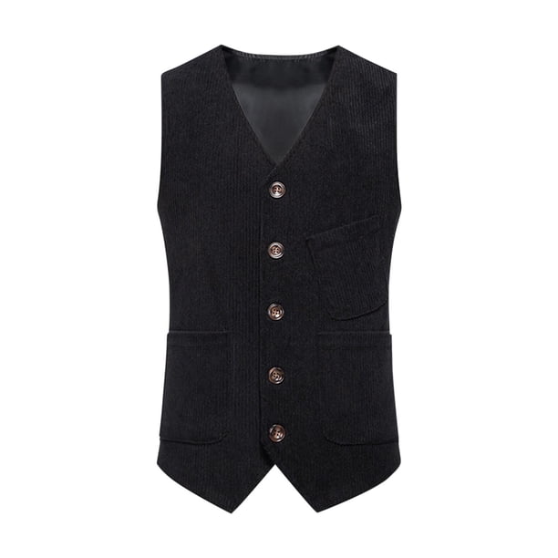 Mens Botón de la Camisa de la Moda Sólida Impresión Retro con Bolsillos, Tanques sin Mangas Blusa Poliéster