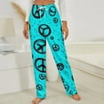 thumbnail image 3 of Black Peace Signs On Blue Background Winter Female Pants Flannel High Waist Women Pants Lady Warm Straight Leg Plush Trousers, 3 of 7