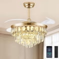 thumbnail image 1 of Ventilador de techo FIDGRA Fandelier de 42 pulgadas con luz LED regulable dorada, 1 of 9