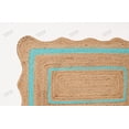 thumbnail image 2 of Rectangle Rug Area Rug Natural Fiber Jute Hand Braided Rug Cyan Color Scalloped Pattern Eco Friendly Rug, 2 of 5
