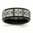 thumbnail image 1 of Stainless Steel Brushed/Polished Black IP Laser Etched Pattern Ring 8 Size, 1 of 6