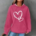 thumbnail image 2 of QATAINLAV Womens Casual Waffle Knit Hoodies Fashion Heart Printed Long Sleeve Pullover Outdoor Drawstring Hooded Sweatshirt with Pocket, Hot Pink, L, 2 of 4