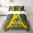 thumbnail image 2 of Feelyou Football Athlete Helmet Twin Bedding Sets 7-Piece, Yellow Green Abstract Bedding Comforter Set, Rugby Sports Theme Reversible Sheet Sets, Luxury Bedroom Decor, 2 of 7