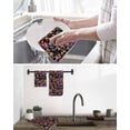 thumbnail image 5 of Watercolor Flowers Kitchen Dish Towels for Drying Dishes Set of 4, Retro Spring Floral Botanical Leaves Black Waffle Weave Microfiber Hand Tea Bathroom Towels Quick Dry & Absorbent Towel 15.7x23.6, 5 of 7