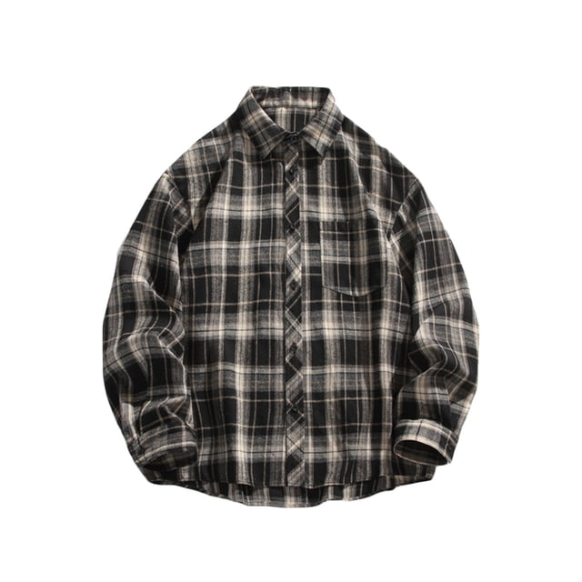 Dagugfen Shirts for Men Plus Size Button down Long Sleeve Loose Palid Casual Work Shirts Pocket Fall