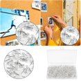 thumbnail image 2 of 100 Pieces/box Transparent Silver I Nail Office Photo Wall Picture Corkboard Fixing Nail, 2 of 9