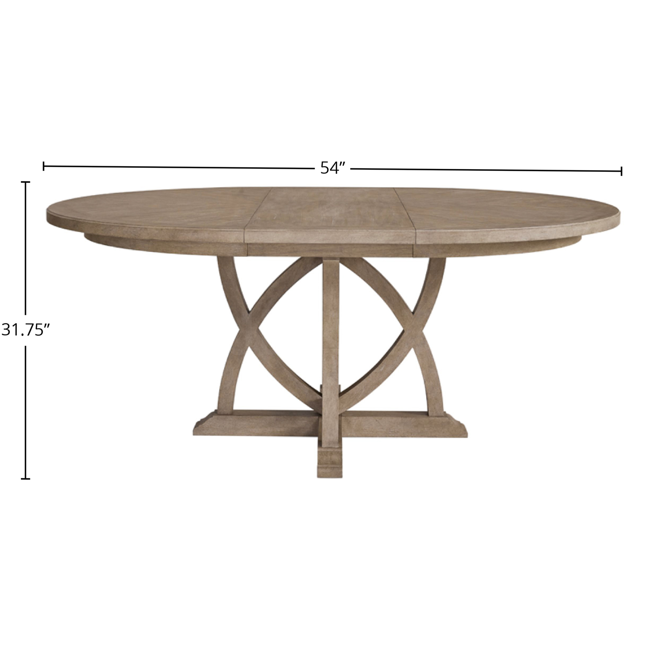 JERFIT Expandable Round Dining Table for 6, Sand Finish, Solid Wood Pedestal Base, Space Saving Extendable Design