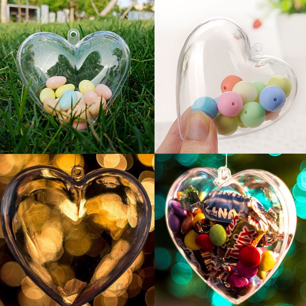Clear Plastic Fillable Christmas DIY Craft Ball Ornaments 10 pcs Heart Shape,3 Size - Walmart