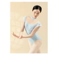 thumbnail image 4 of Women Ballet Leotards Sleeve Dance Leotard Stand Collar Pleated Mesh Splice Gymnastics Leotard Women Ballet Bodysuit, 4 of 12