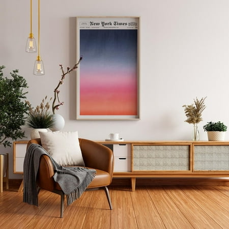 The New York Times Newspaper Poster, Nyt Sunset Abstract Wall Art, Minimalist Color Fade Poster, Trendy Retro Newspaper Decor For Living Room, Stretched Canvas Size 12x18