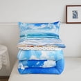 thumbnail image 5 of jejeloiu Beach Ocean Wave Full Size Comforter Sets,Seashell Print Bedding Comforter Set For Boys,Blue White,Polkadot Reversible,3 Pieces,1 Comforter and 2 Pillowcases, 5 of 7
