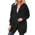 thumbnail image 2 of Defitshape Women's Hooded Cardigan Cozy Fuzzy Fleece Jackets & Coats Winter Thermal Open Front Fluffy Coat Outwear with Pockets Black 20, 2 of 5