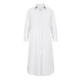 thumbnail image 3 of Women's Fashion Shirt Dress Turndown Collar Loose Long Sleeve Solid Ankle-length Long Dress, 3 of 6