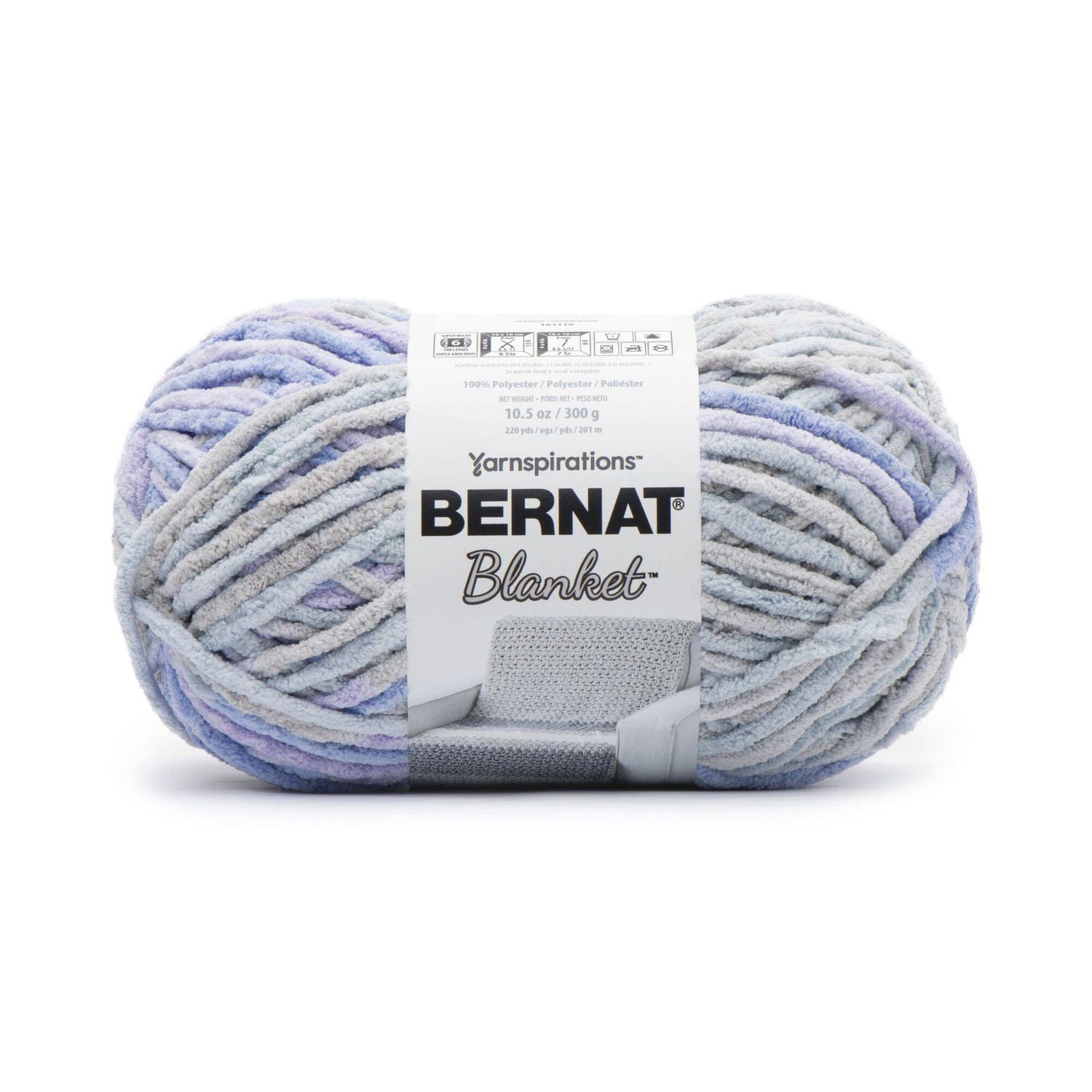 Bernat® Blanket™ #6 Super Bulky Polyester Yarn, Overcast 10.5oz/300g, 220 Yards, Polyester #6 Super Bulky Yarn