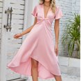 thumbnail image 2 of Vedolay Dresses That Hide Belly Women Sleeveless Summer Dress 2023 Crewneck Ribbed Knit Ruffle Swing Button Down Beach Sun Mini Tank Short Dresses,Pink M, 2 of 5