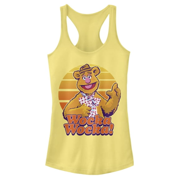Junior's The Muppets Fozzie Retro Bear  Racerback Tank Top Banana X Large