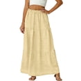 thumbnail image 3 of Womens Eyelet Maxi Skirt Swing Ruffle Tiered A-Line Dress Summer Beach Vacation Boho Long Flowy Skirts with Pocket, 3 of 6