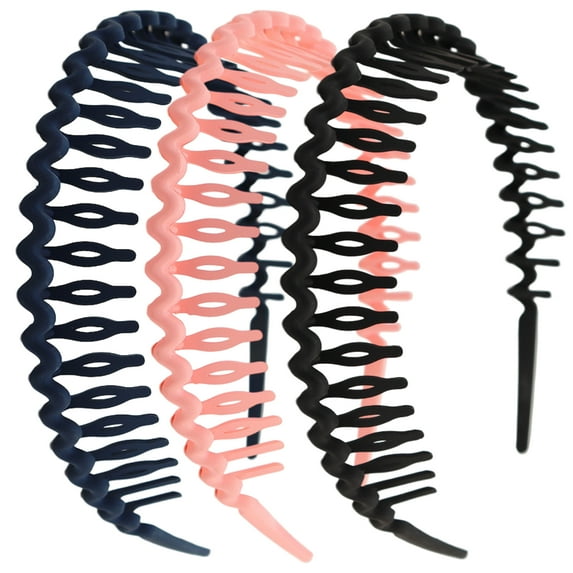 Plastic Teeth Headbands, Wavy Headbands with combs Non-slip Thin Hair bands for Women Girls Hair(Pcs3)