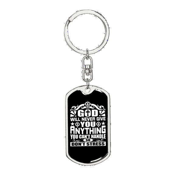 So Don'T Stress Stainless Steel or 18k Gold Premium Swivel Dog Tag Keychain