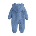 thumbnail image 4 of HAOTAGS Boys Girls Jumpsuits, Hooded Onesie Fleece Winter Warm Romper with Bear Ears, 4 of 9