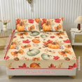 thumbnail image 2 of Garronmavis Fall Pumpkin Maple Print Twin Size Bedding Sheet Set, 3 Piece Soft Breathable Microfiber Bed Sheets with 1 Fitted Sheet & 2 Pillow Shams for Autumn Bedroom, 100cm*190cm, 2 of 7