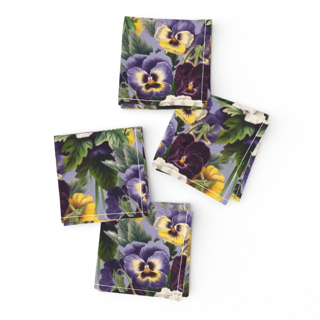 5 Paper Party Napkins Pansy all over White Pack Of 5 3 Ply Tissue Serviettes
