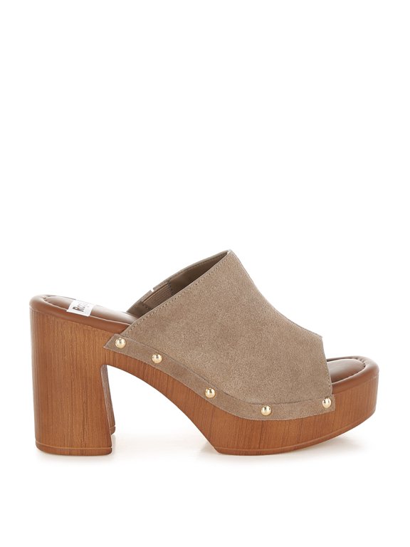 Masaki Soft Suede Leather Wooden Clogs