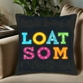 thumbnail image 5 of Set of 2 18x18in Throw Pillow Covers with Playful ' LOAT SOM ' Design in Bright Colors for Couch Bed or Car - Vibrant & Fun, 5 of 8