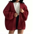 thumbnail image 2 of qolati Womens Oversized Cardigan Sweaters Lightweight Open Front Chunky Knit Jackets Casual Long Lantern Sleeve Fall Sweater Coats for Women Wine M, 2 of 6