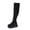Black, variant on vauyc Kitten Heel Boots Wide Calf Boots for Women Knee High Boots Leather Winter Riding Boots with Side Zipper for Outdoor Comfort and Warmth