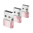 thumbnail image 3 of Adaptador convertidor 3x Tipo-C 3.1 a USB 2.0 para transmisión de datos de auriculares Rosa, 3 of 9