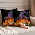 thumbnail image 2 of Halloween Outdoor Waterproof Pillow Covers, Orange Fall Pumpkin Witch Hat Bat Black Decorative Square Throw Pillowcase Sofa Cushion Sham for Patio/Couch/Chair, 18"x18" 2 Pack, 2 of 8