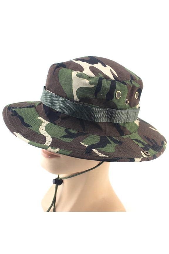 Adjustable Camouflage Boonie Hat Baberdicy Adjustable Camouflage Boonie Fisherman Hat, Mens Outdoor Fishing Hat #E Green Breathable Cotton Blend Hunter Cap