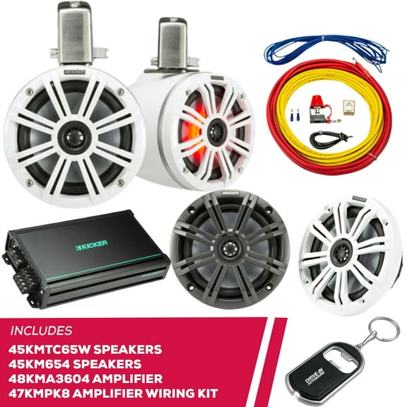 New Kicker 45KMTC65W 6.5" Speakers & 45KM654 Speakers & 48KMA3604 Amplifier, Amp Kit