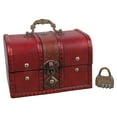 thumbnail image 4 of AOOOWER Vintage Wooden Treasure Chest Decorative Jewelry Storage Trunk Box with Metal Lo, 4 of 6