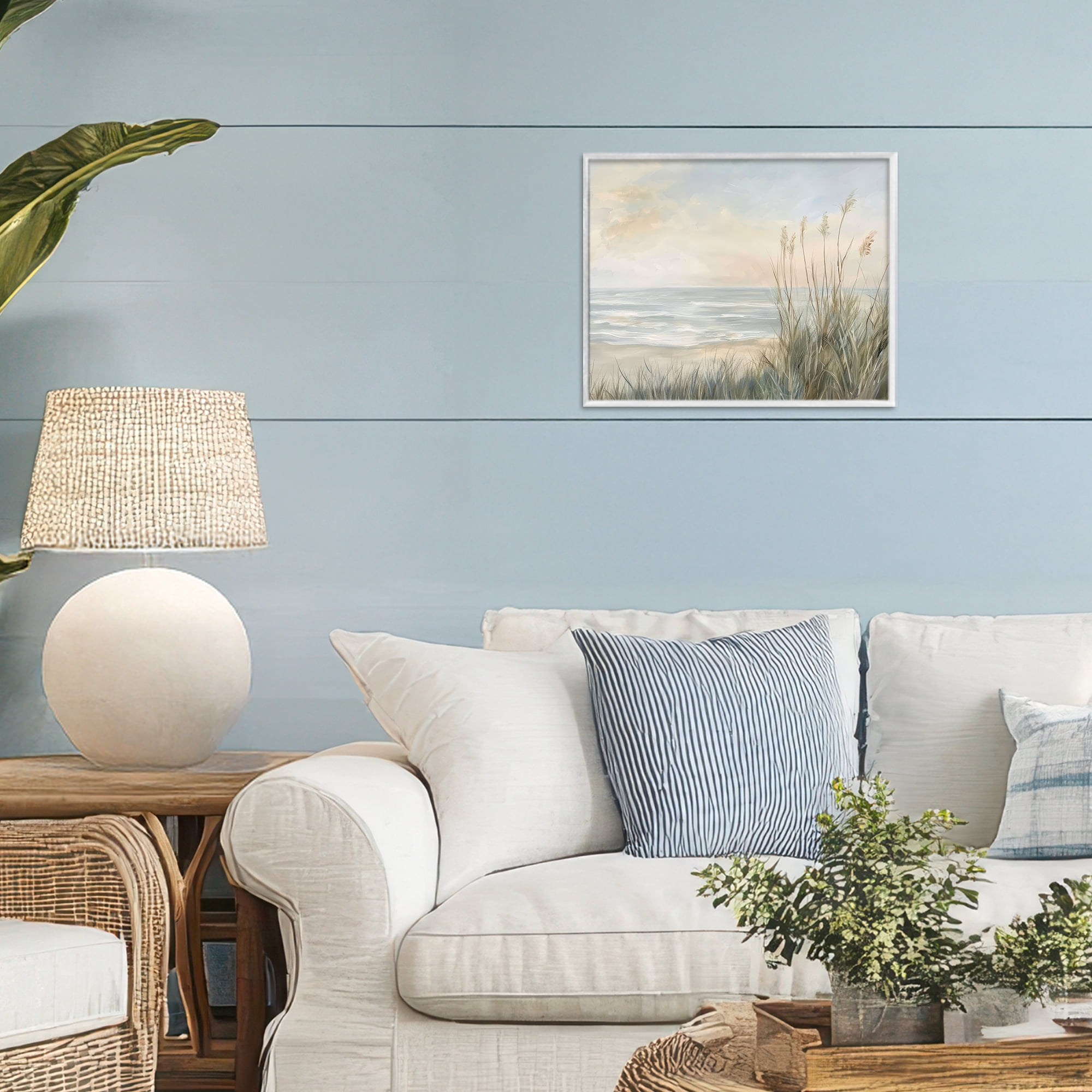 Stupell Industries Scenic Beach Dunes at Dawn White Framed Giclee Art, design by Petal Prints Design