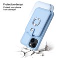 thumbnail image 7 of Accordion Wallet Case for iPhone 14 with Rotatable Ring Holder Kickstand, RFID Blocking Card Slots Finger Grip Ring PU Leather Shockproof Purse Cover for iPhone 14, Skyblue, 7 of 7