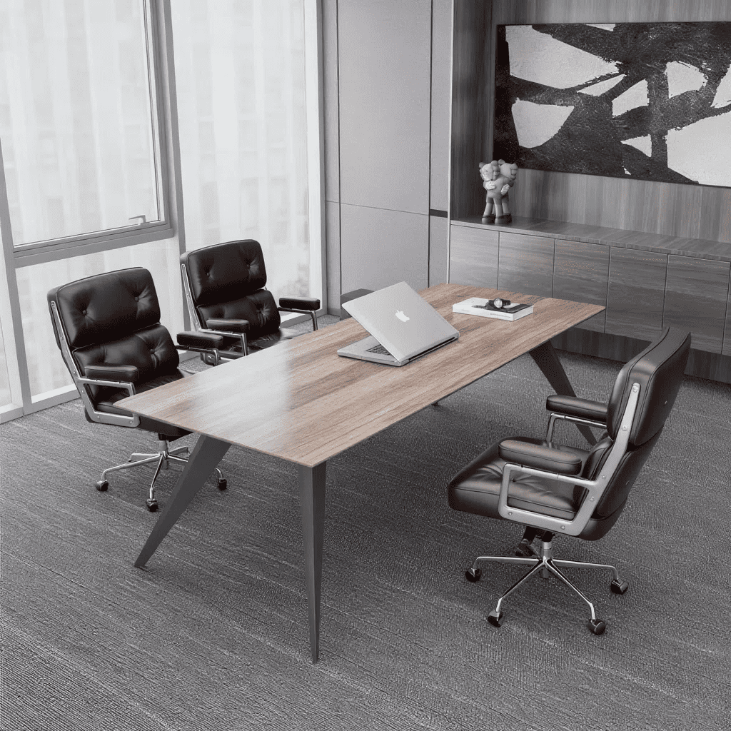 Cottinch Mid Back Genuine Leather Office Chair, Executive Desk Chairs with Aluminum Arms & Thickened Backrest, Ergonomic Office Chair Swivel Office Leather Chair with Lumbar Support, Brown