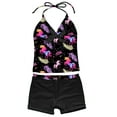thumbnail image 3 of iiniim Kids Girls 3pcs Swimsuits Halter Neck Beach Swimming Tankini Swimwear Monokini 8-16 Black 10, 3 of 7