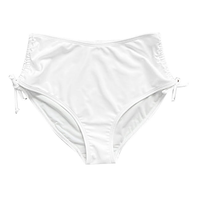 B91xZ Womens Swimsuit Mid Waist Tummy Control Swim Bottoms Scrunch Ruffle Bathing Suit Bottom,White S